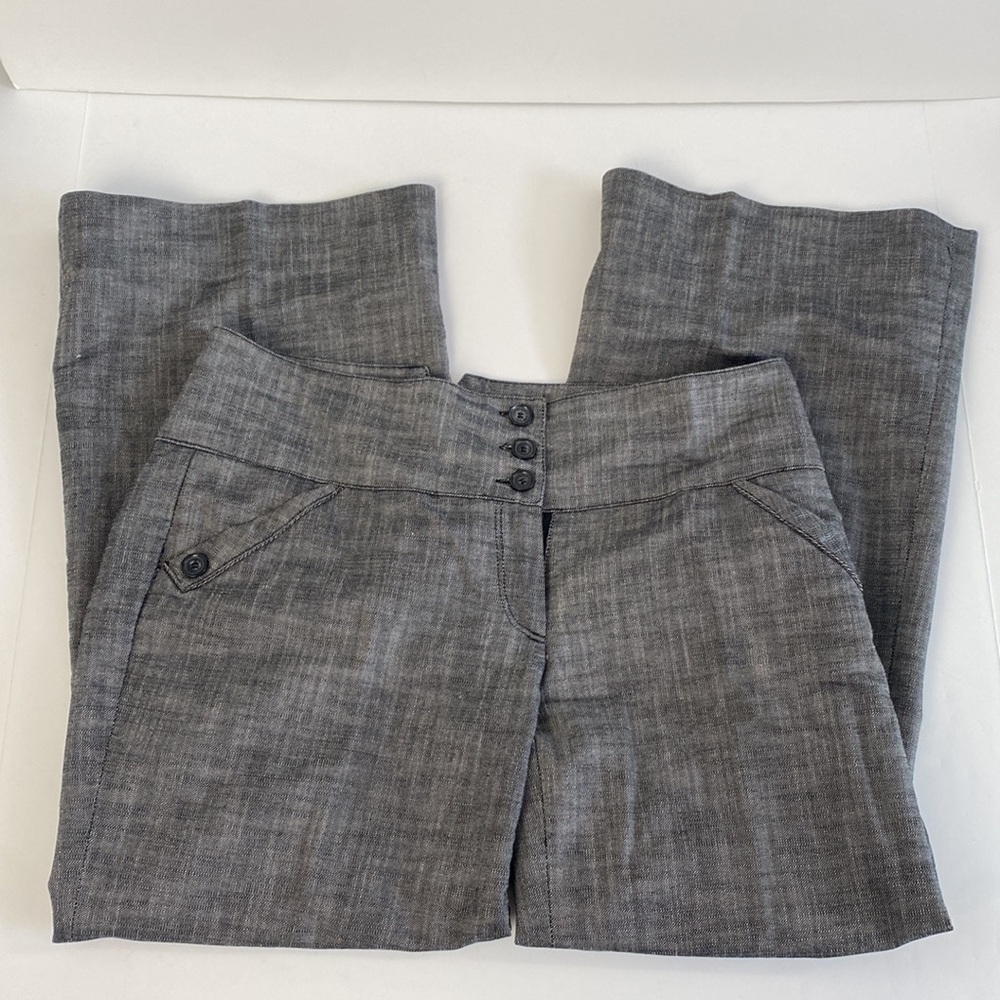 Grey cotton blend mid rise wide leg chinos formal office slacks trousers size 6